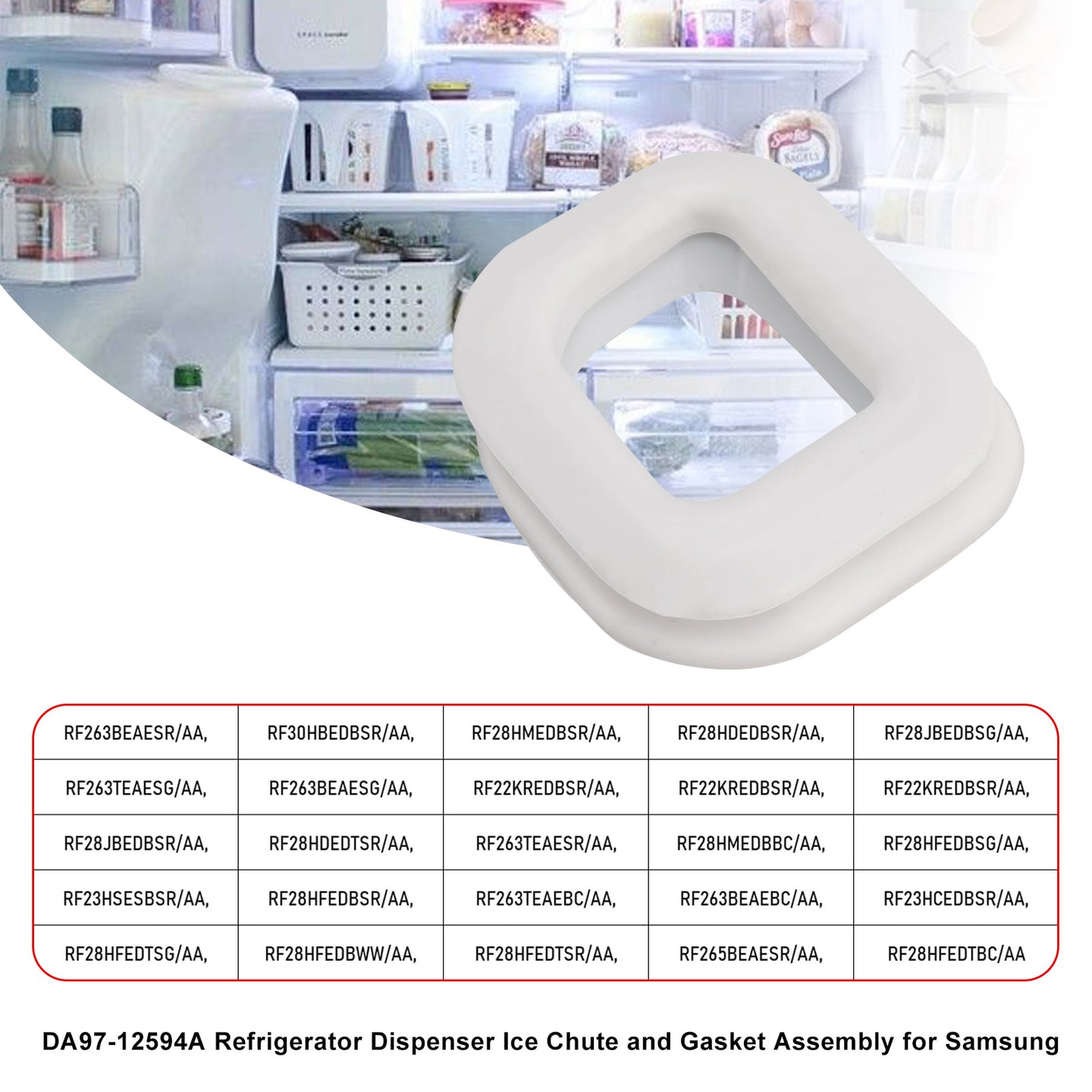 DA97-12594A Refrigerator Dispenser Ice Chute and Gasket Assembly for Samsung