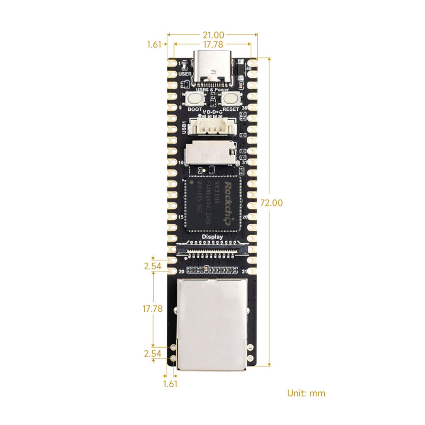 Luckfox Lyra Plus Linux Development Board RK3506G2 Chip RJ45 Network Port 128MB