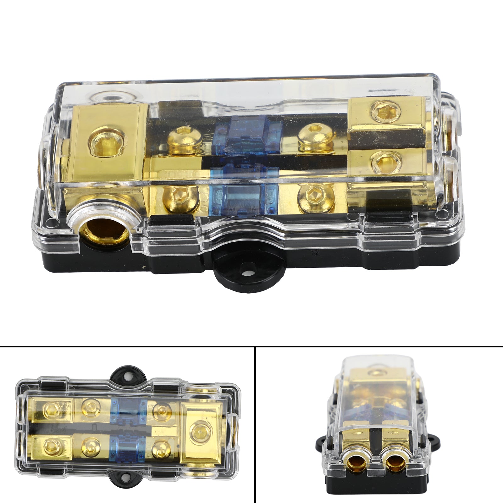 2-Way Mini ANL Fuse Holder & Power Distribution Block, 60A, 0/2/4 Gauge In to 4/8 Gauge Out for Car Audio Amplifier