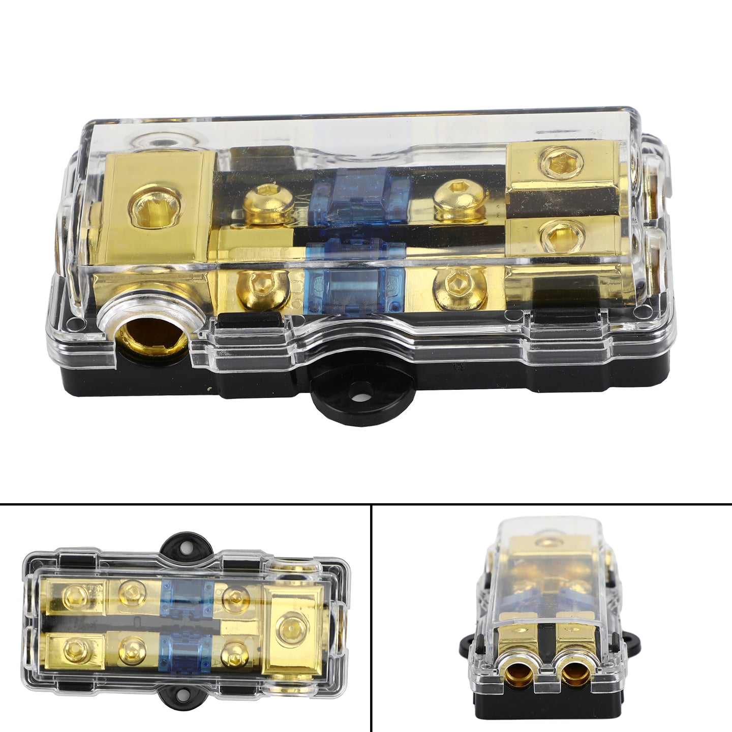 2-Way Mini ANL Fuse Holder & Power Distribution Block, 60A, 0/2/4 Gauge In to 4/8 Gauge Out for Car Audio Amplifier