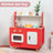 Red Play Kitchen Set Toy With Washing Machine And Oven Gift For Kid Age 3+