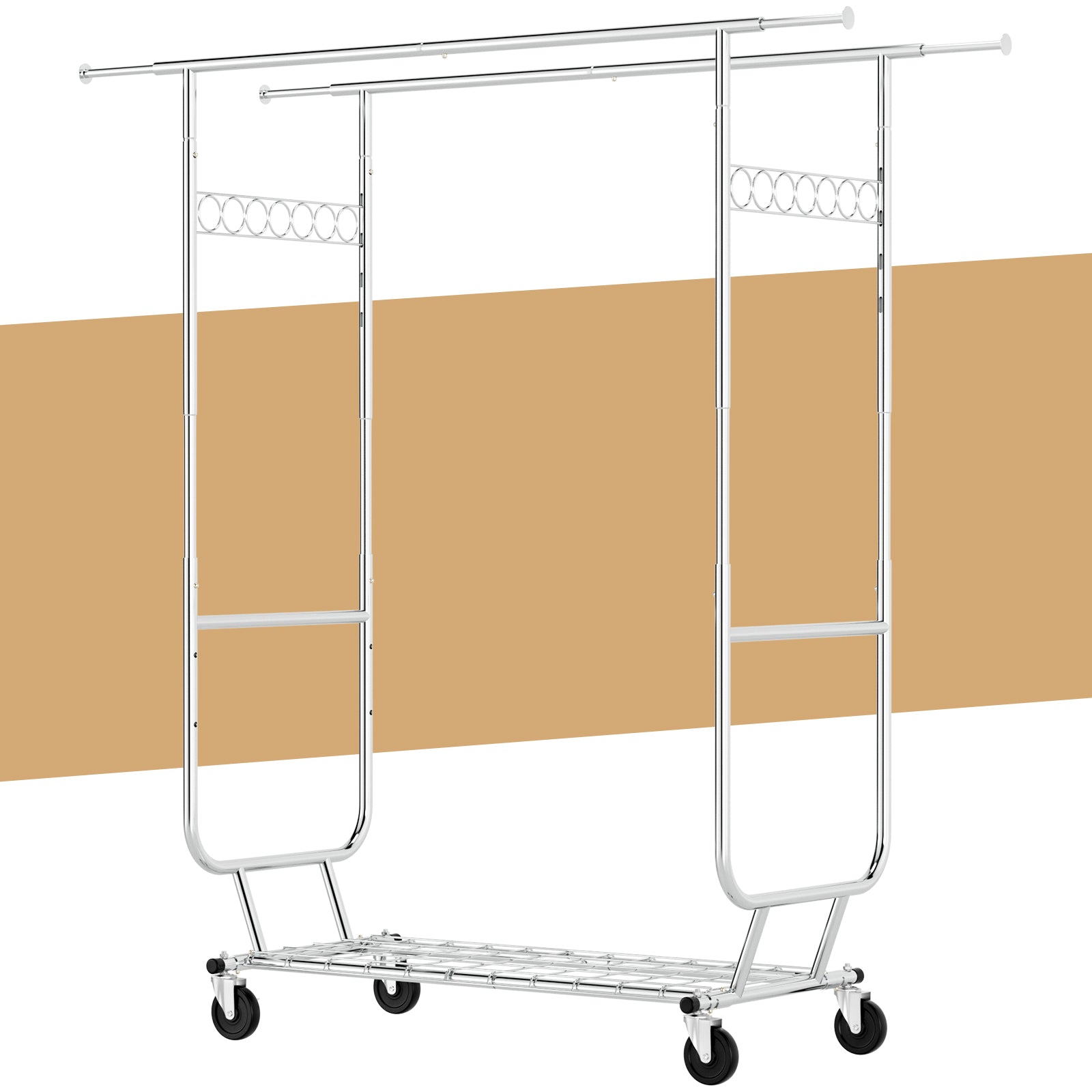 Portable Closet 660lbs Clothing Racks with Wheels Heavy Duty Clothes Rack Metal Clothes Storage