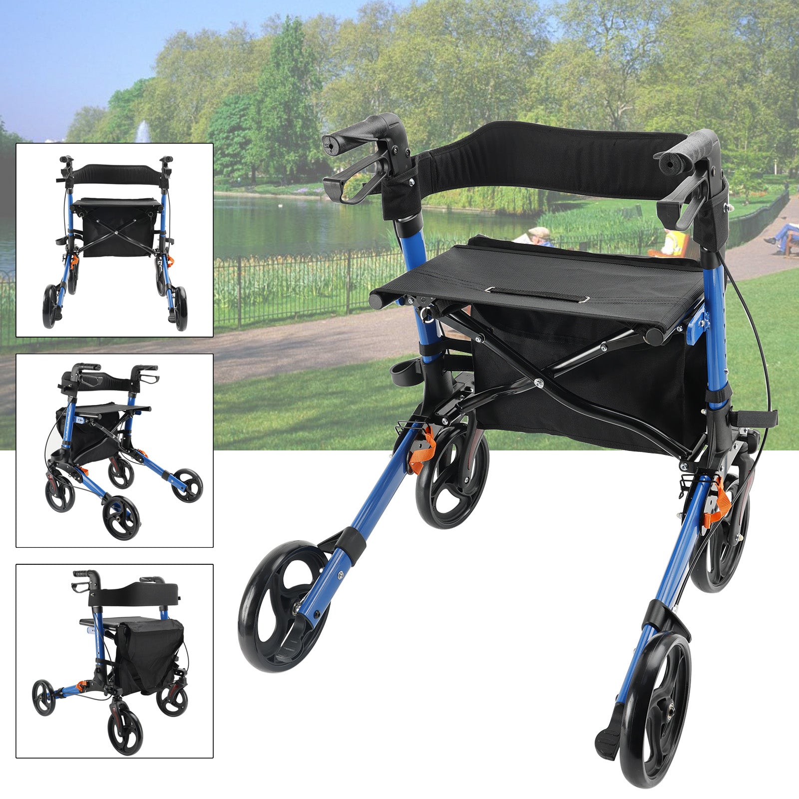 Lightweight Rollator Walker for Seniors ¨C Foldable with Seat & Brakes