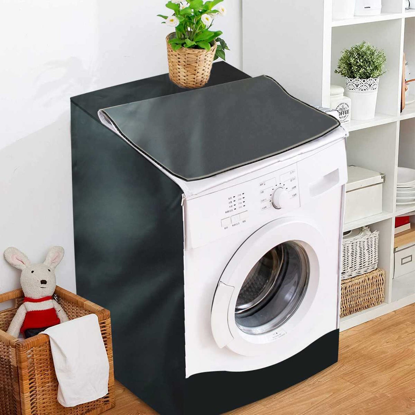 Waterproof Washing Machine Top Dustproof Cover Protect Front Load Washer Dryer, 63x68x100cm