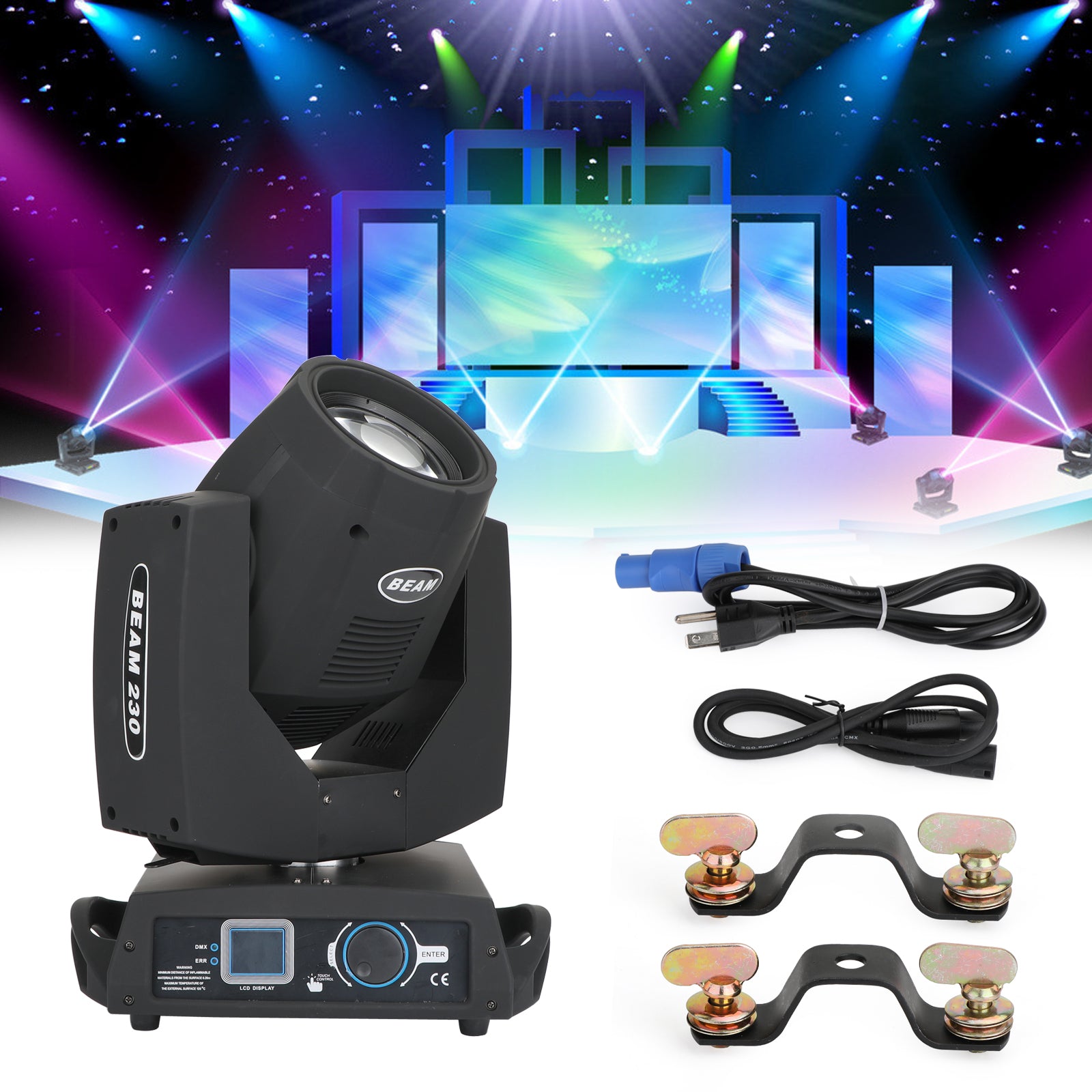 7R 230W Sharpy Beam Moving Head Light with 8-Facet Prism, 17 Gobos & Color Wheel, DMX 16CH for DJ Stage