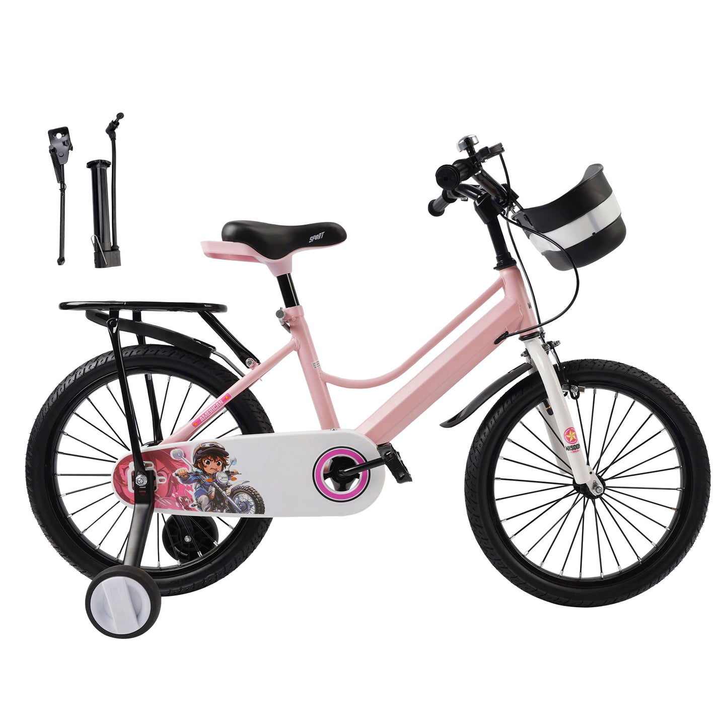 16" Kids Bike for Boys and Girls with auxiliary wheels & Rack Dark Blue