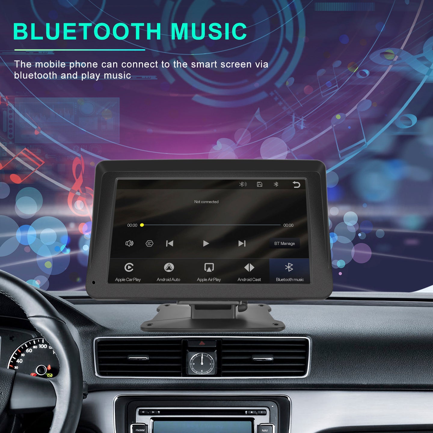 7-inch Car Display Screen Apple CarPlay Android Auto Apple AirPlay 12 LED Camera