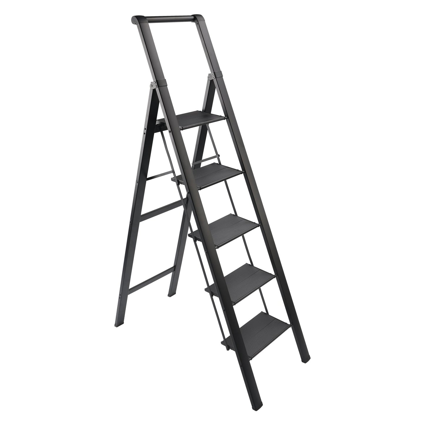 5 Step Ladder, Foldable Step Stool, Aluminum Step Ladder with Anti-Slip Pedal