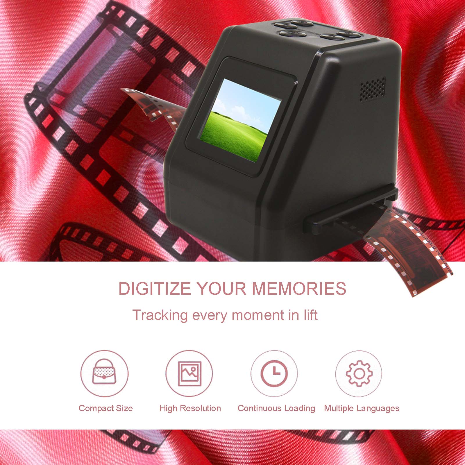 512G Film Scanner 14 22MP 126KPK/135/110/Super 8 Film & Slide Scanner Negatives