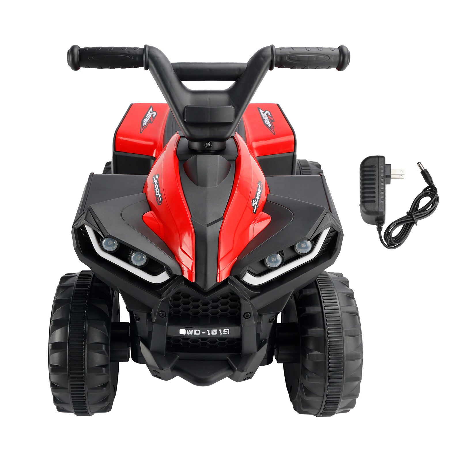 12V Kids Ride-On ATV with Dual Motors, Electric 4-Wheeler Quad with LED Headlights & Music Player for Boys & Girls (Red)