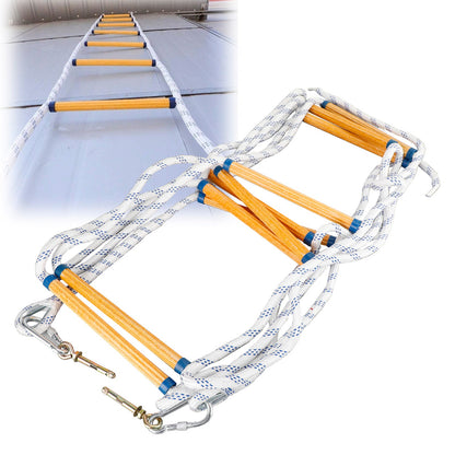 5M (16ft) Folding Fire Escape Ladder for 2-Story Windows, 660 lbs Capacity, Portable Emergency Rope Ladder