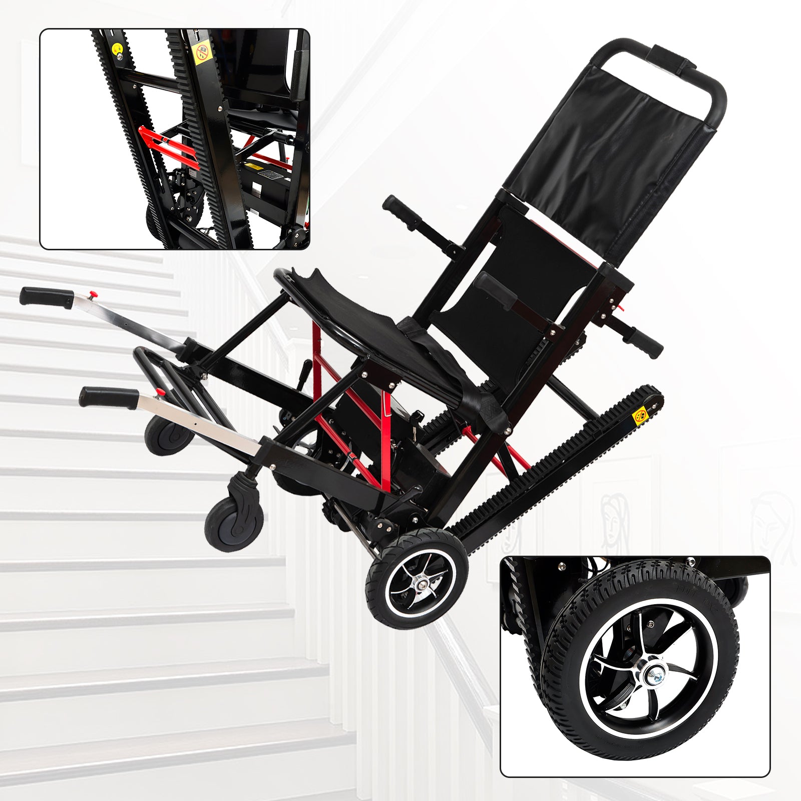 Motorized Stair Climbing Wheelchair with Powered Tracks, Portable Evacuation Stair Lift Chair for Seniors & Disabled, 350 lbs Capacity