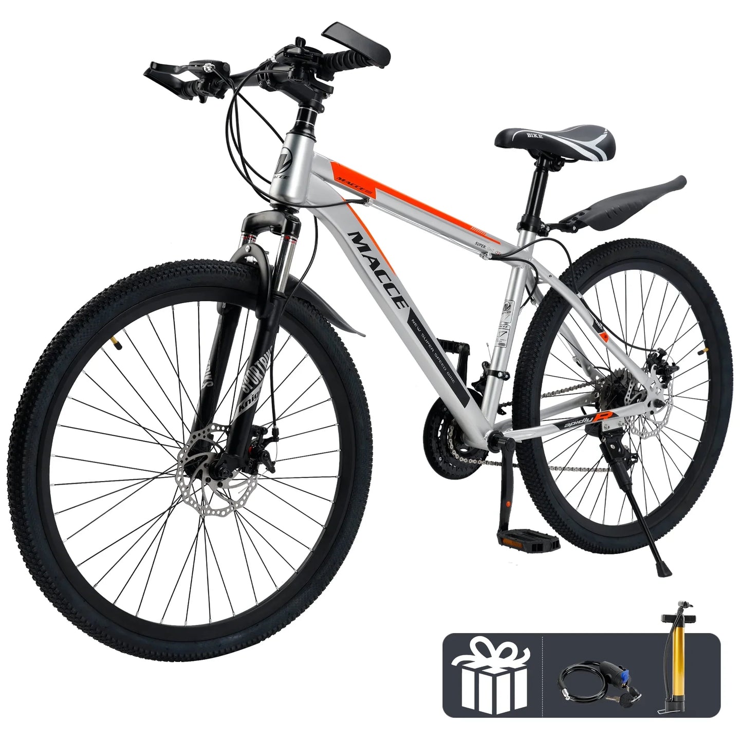 26 in 27-Speed Mountain Bike with Dual Disc Brakes & Suspension