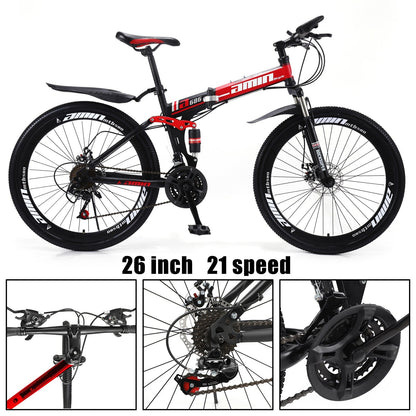 26 inch MTB Folding Bicycle Adult Mountain Bike Full Suspension