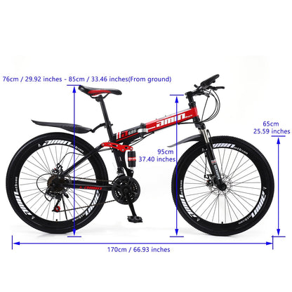 26 inch MTB Folding Bicycle Adult Mountain Bike Full Suspension