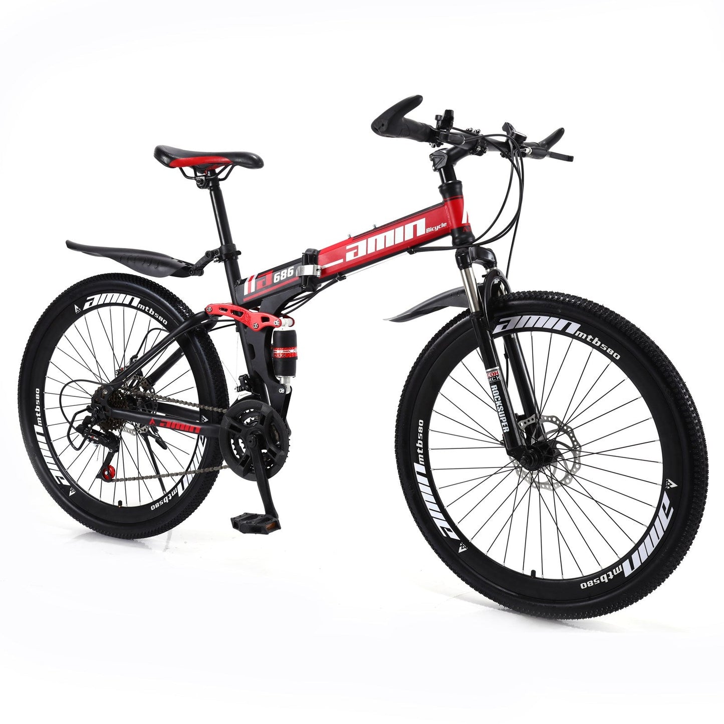 26 inch MTB Folding Bicycle Adult Mountain Bike Full Suspension