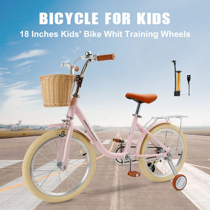 18 inch Kid's Bike Child Pink Ages 7-9 w/ Basket Boys Girls (Copy)