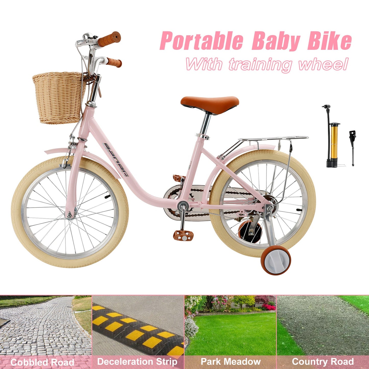 18 inch Kid's Bike Child Pink Ages 7-9 w/ Basket Boys Girls (Copy)