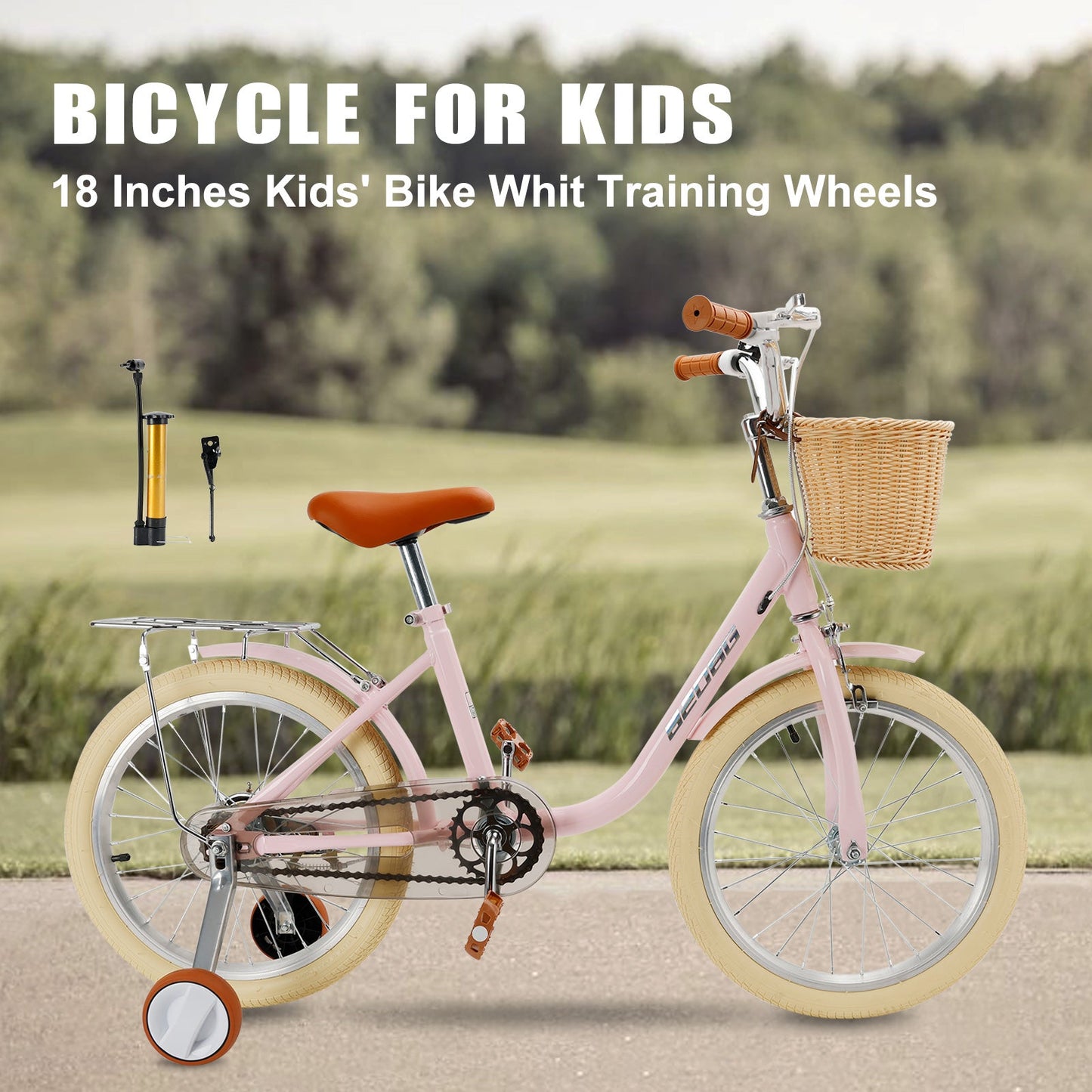 18 inch Kid's Bike Child Pink Ages 7-9 w/ Basket Boys Girls (Copy)
