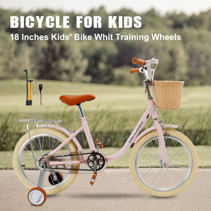18 inch Kid's Bike Child Pink Ages 7-9 w/ Basket Boys Girls (Copy)