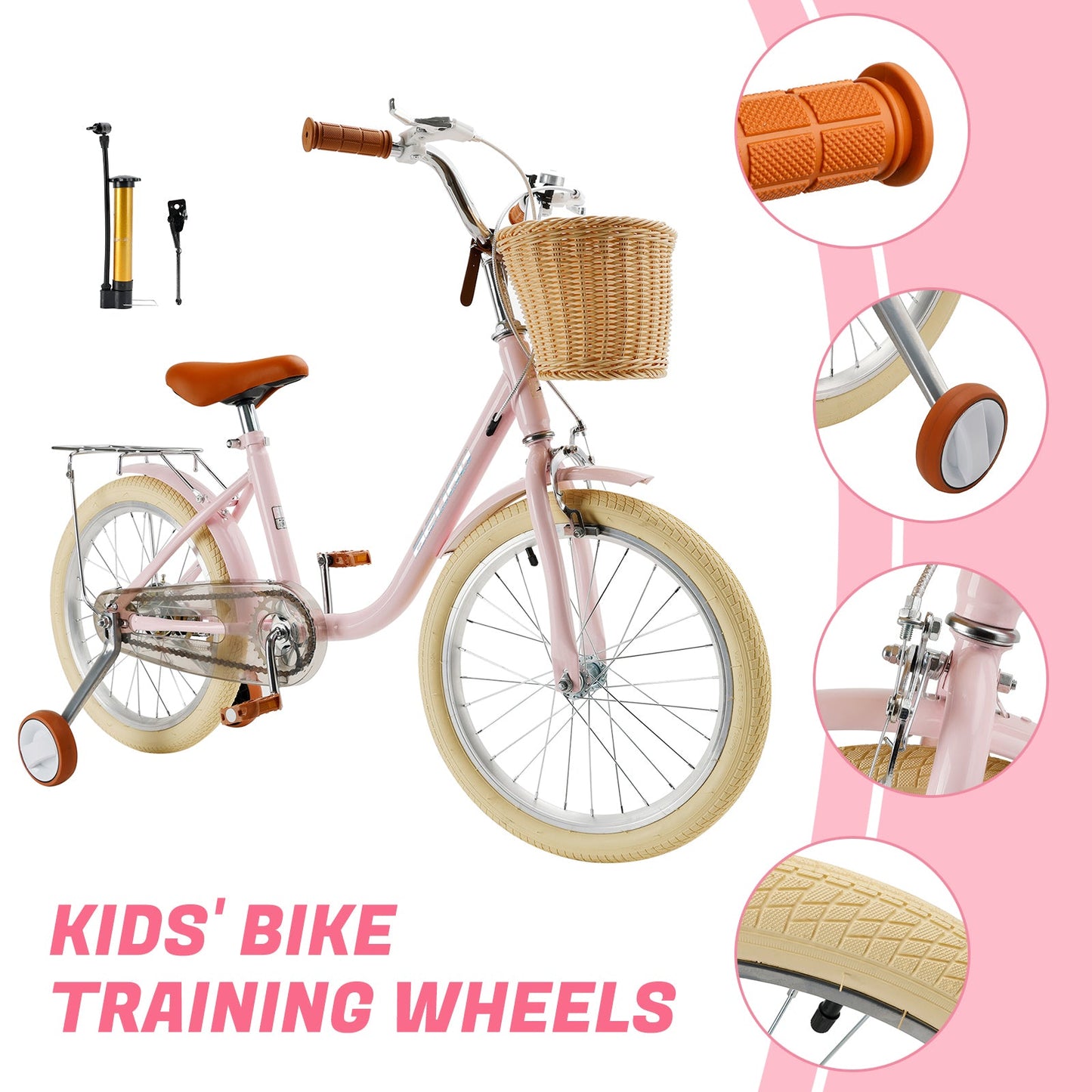 18 inch Kid's Bike Child Pink Ages 7-9 w/ Basket Boys Girls (Copy)
