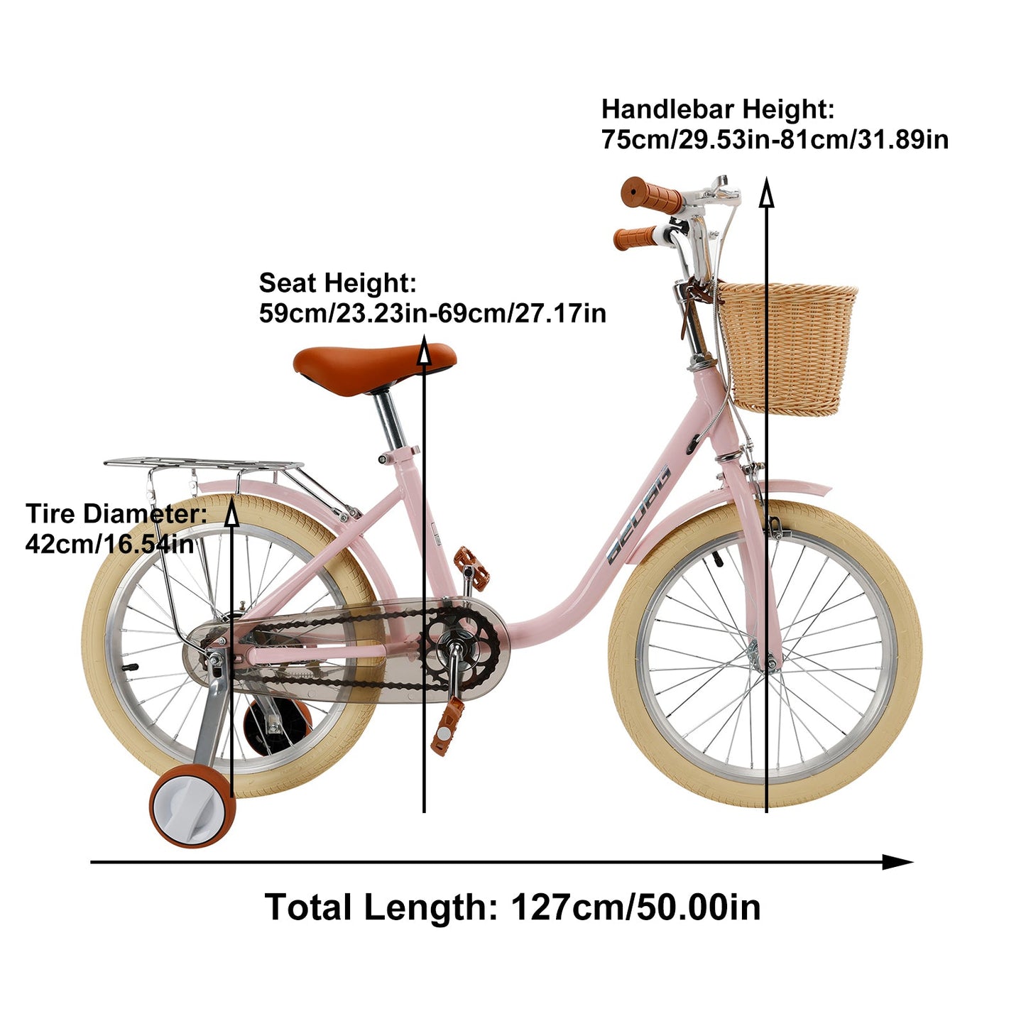 18 inch Kid's Bike Child Pink Ages 7-9 w/ Basket Boys Girls (Copy)