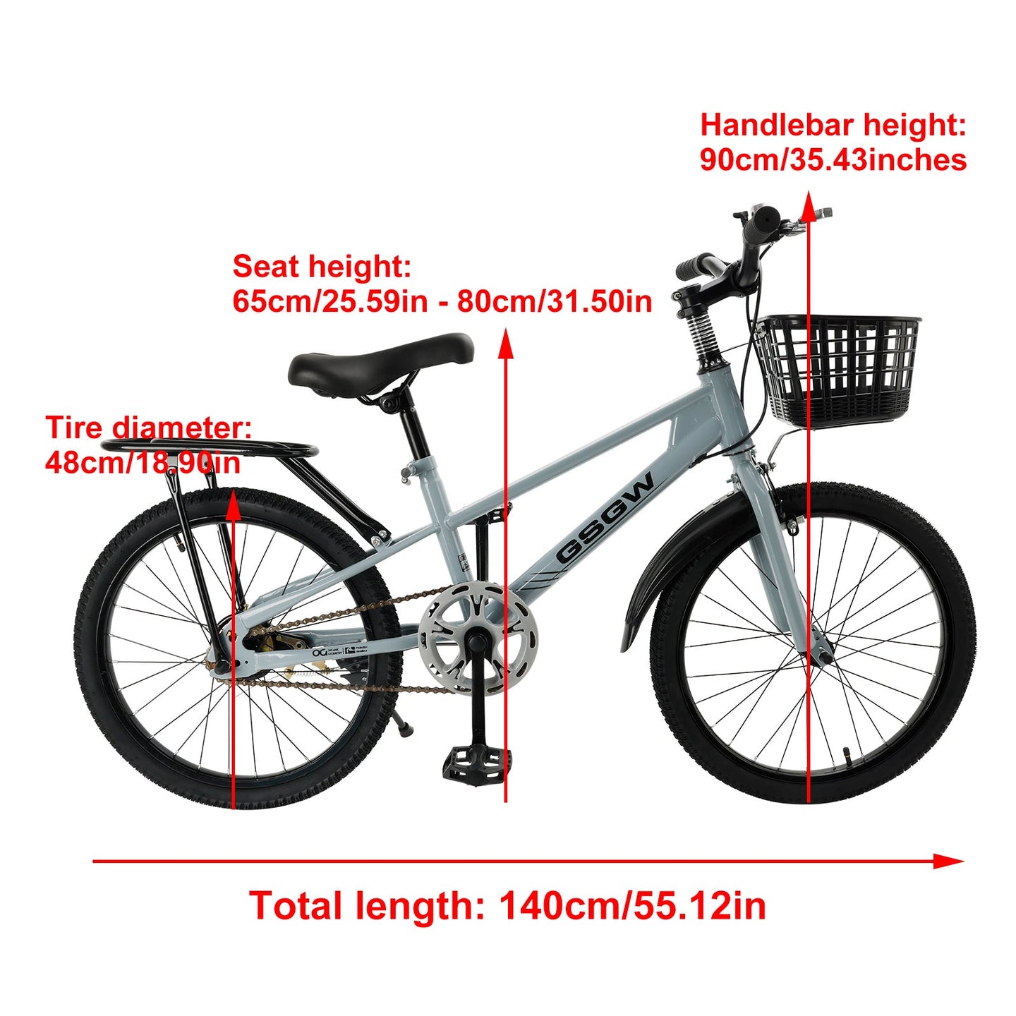 20 inch Teenager Children's Kid Bike w/ Basket Boys Girls (Copy)