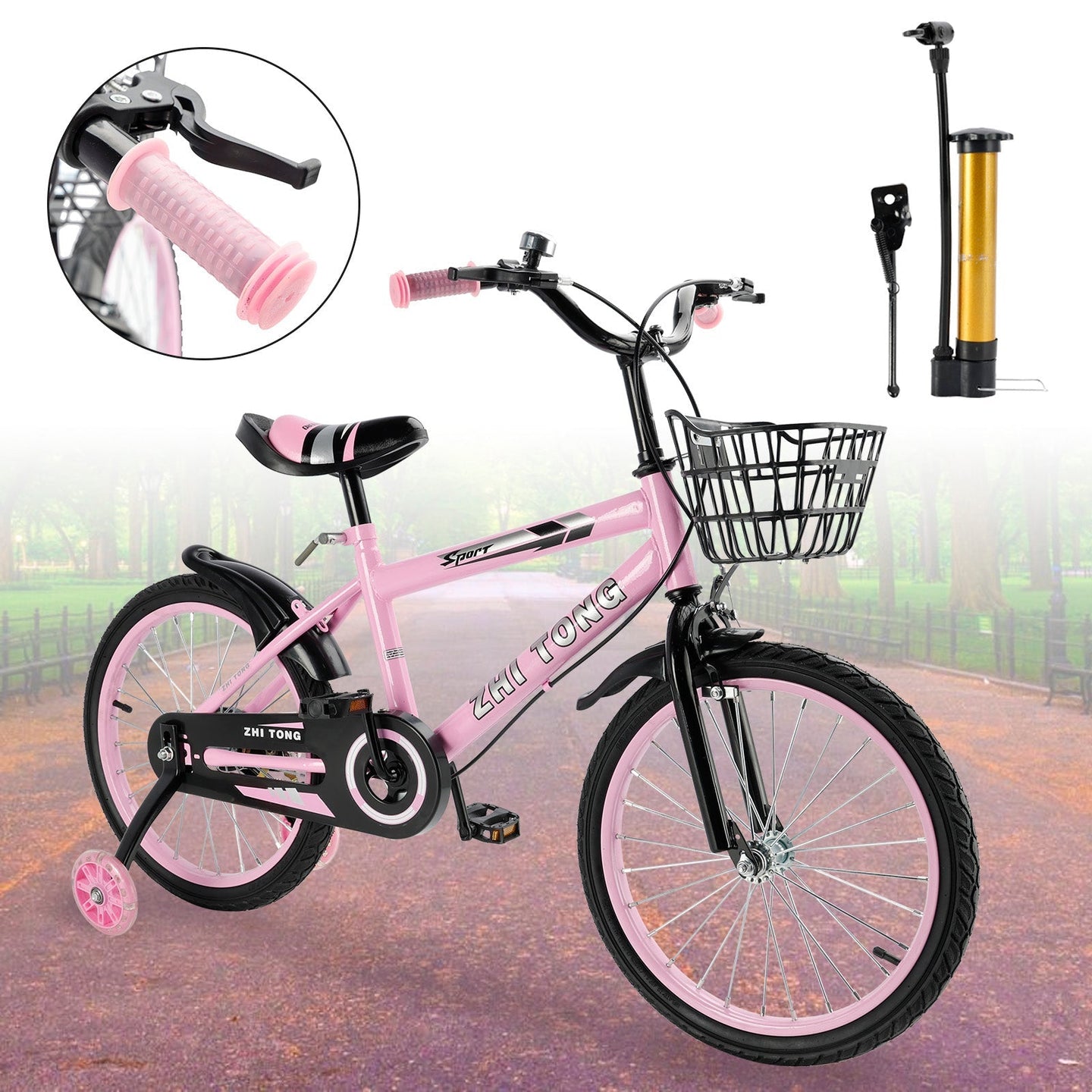 16 inch Kids Bike Girls age Adjustable Seat w/ Auxiliary Wheels