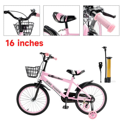 16 inch Kids Bike Girls age Adjustable Seat w/ Auxiliary Wheels
