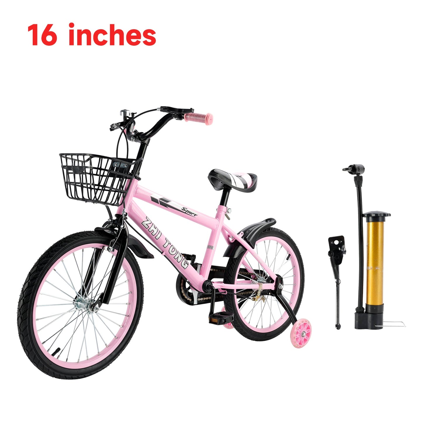16 inch Kids Bike Girls age Adjustable Seat w/ Auxiliary Wheels