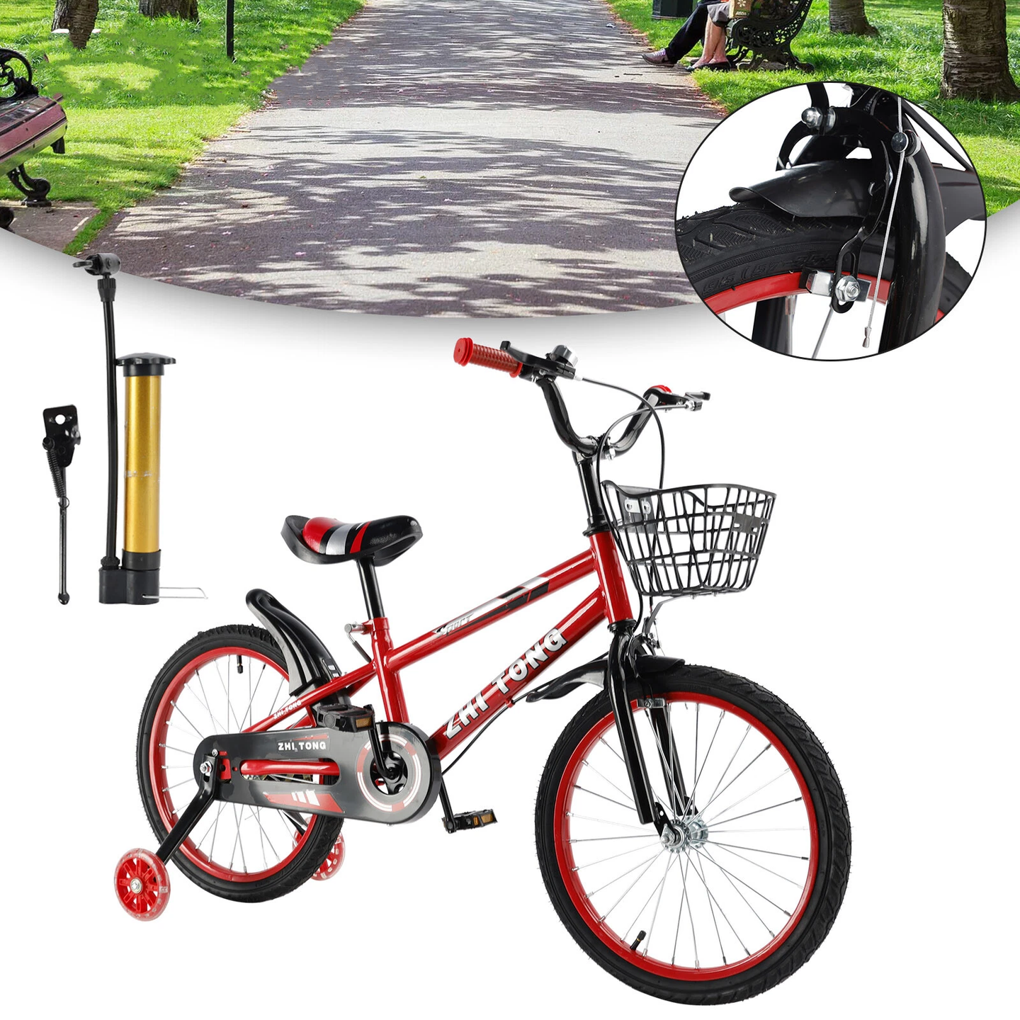 18 inches Durable Children's Bicycle with Safety Brakes & Flash Wheels