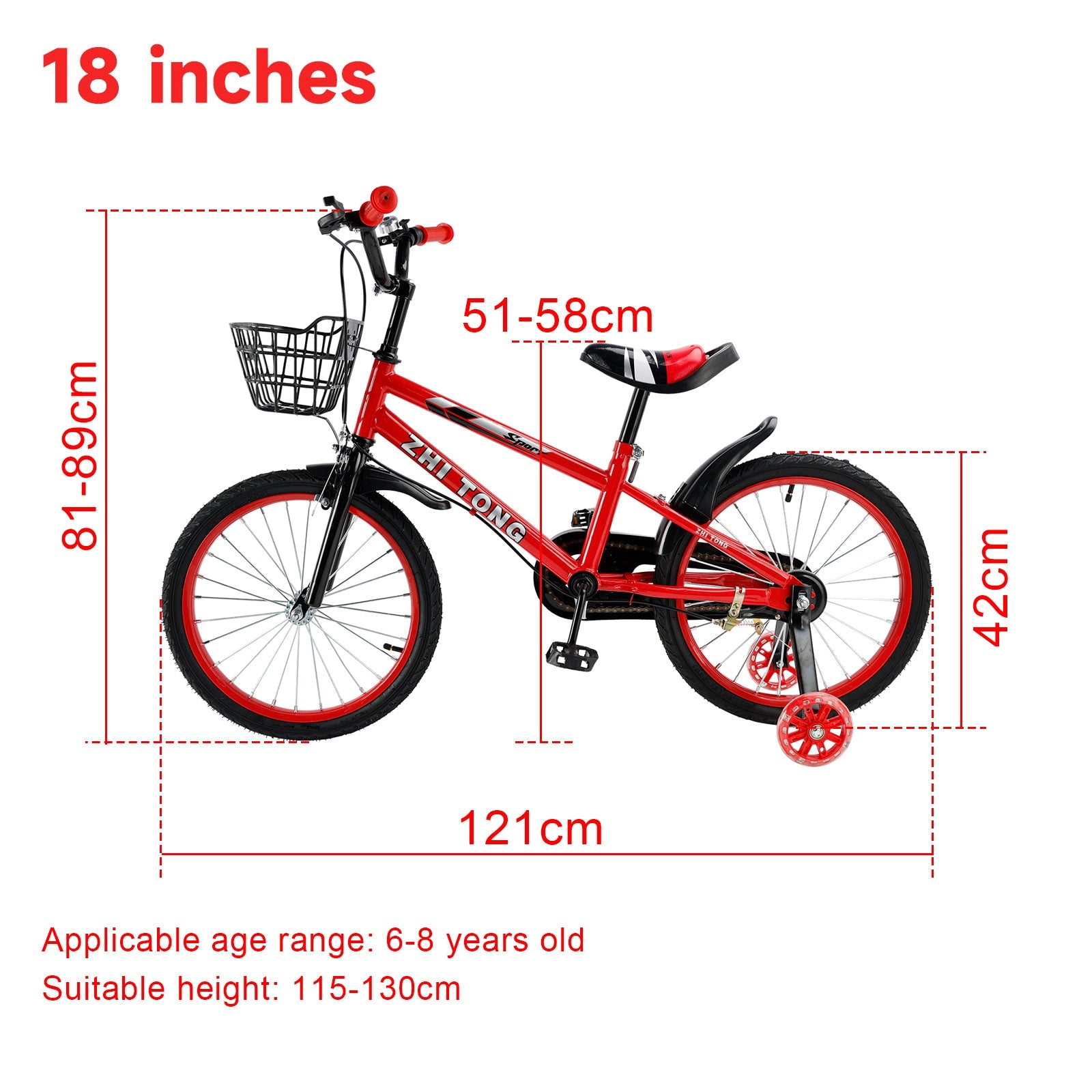 18 inch Kid's Bike with Removable Training Wheels and Basket (Copy)