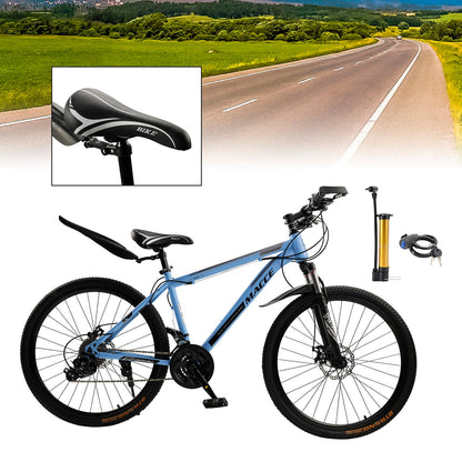 26 inch 27 Speed Disc Brake MTB Adult w/ Cup Holder Fender Silver