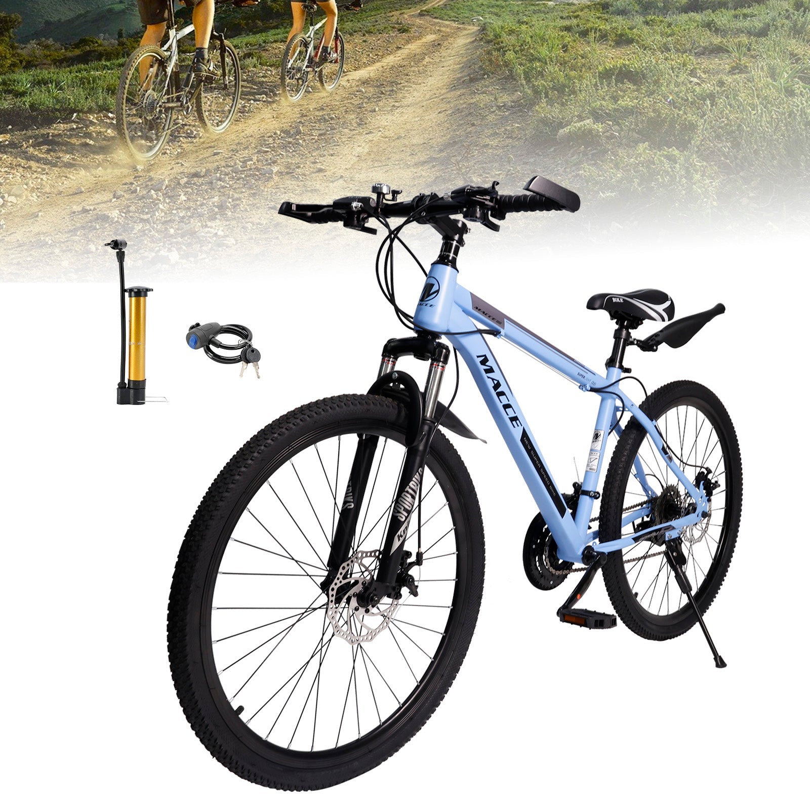 26 inch 27 Speed Disc Brake MTB Adult w/ Cup Holder Fender Silver (Copy)