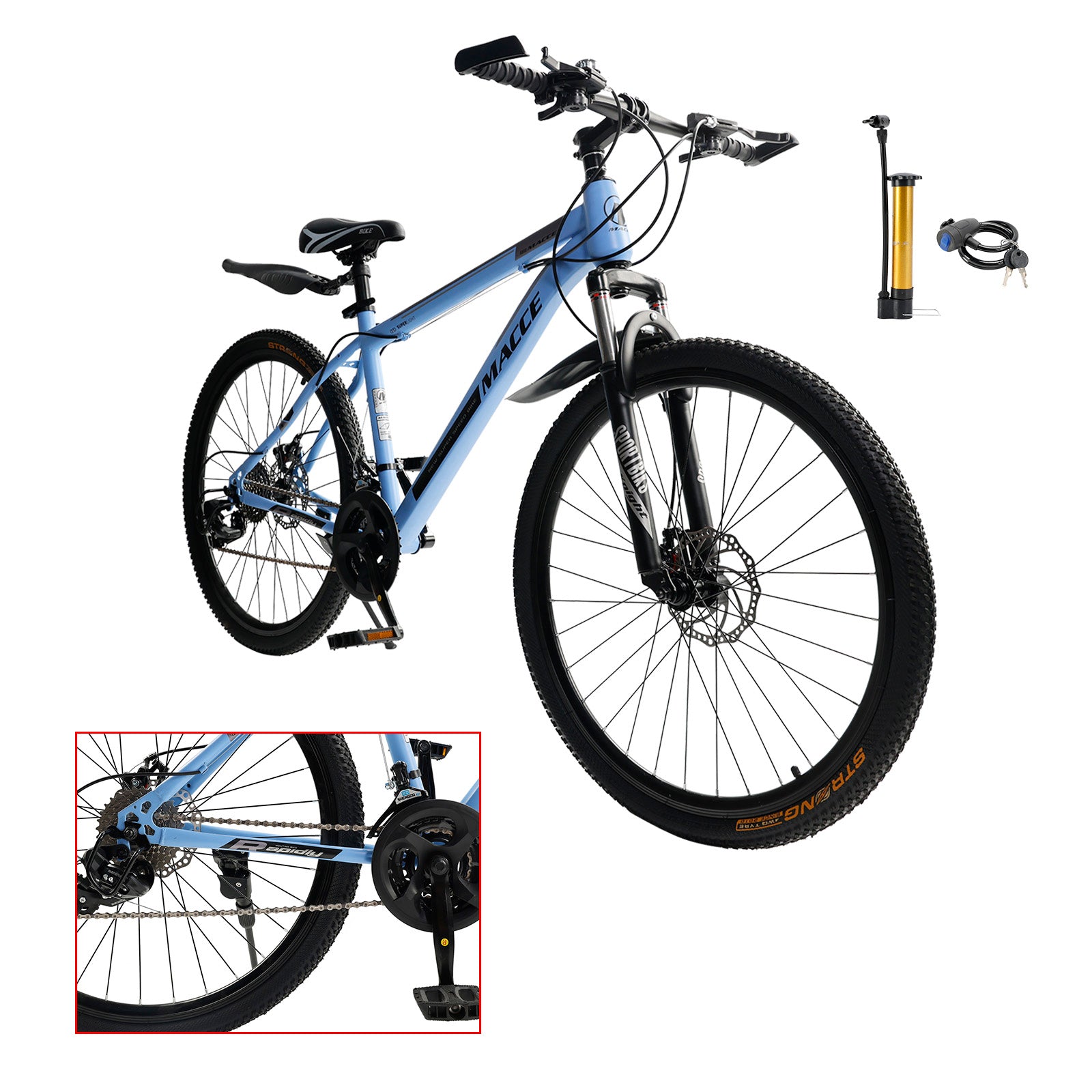 26 inch 27 Speed Disc Brake MTB Adult w/ Cup Holder Fender Silver (Copy)