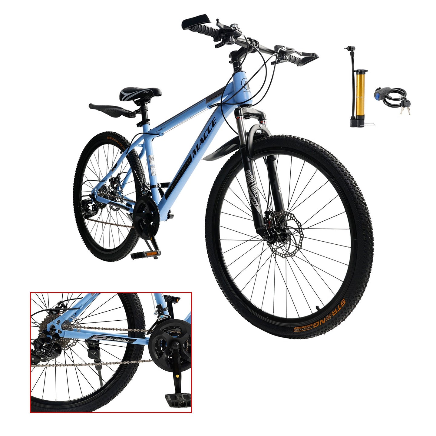26 inch 27 Speed Disc Brake MTB Adult w/ Cup Holder Fender Silver (Copy)