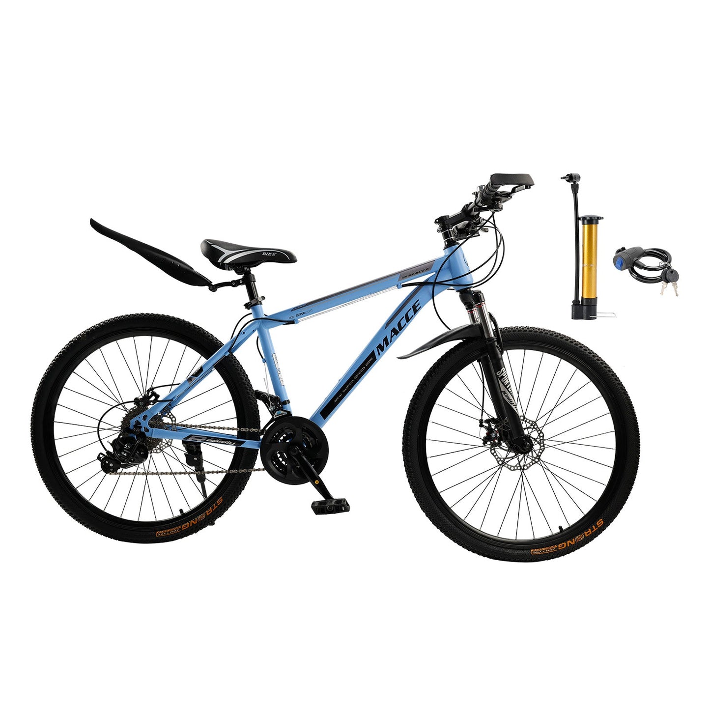 26 inch 27 Speed Disc Brake MTB Adult w/ Cup Holder Fender Silver