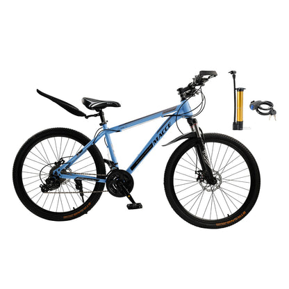 26 inch 27 Speed Disc Brake MTB Adult w/ Cup Holder Fender Silver