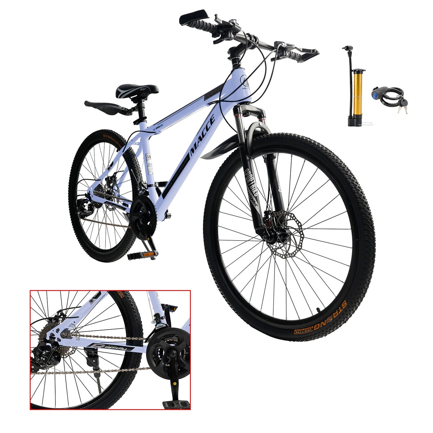 26 inch 27 Speed Disc Brake MTB Adult w/ Cup Holder Fender Silver (Copy)