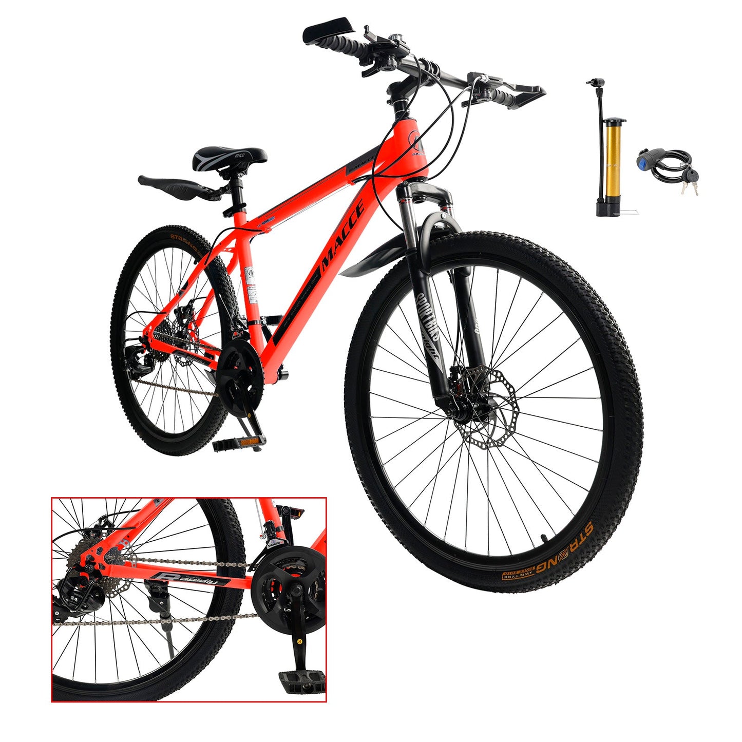 26 inch 27 Speed Disc Brake MTB Adult w/ Cup Holder Fender Silver