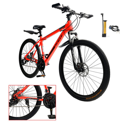 26 inch 27 Speed Disc Brake MTB Adult w/ Cup Holder Fender Silver