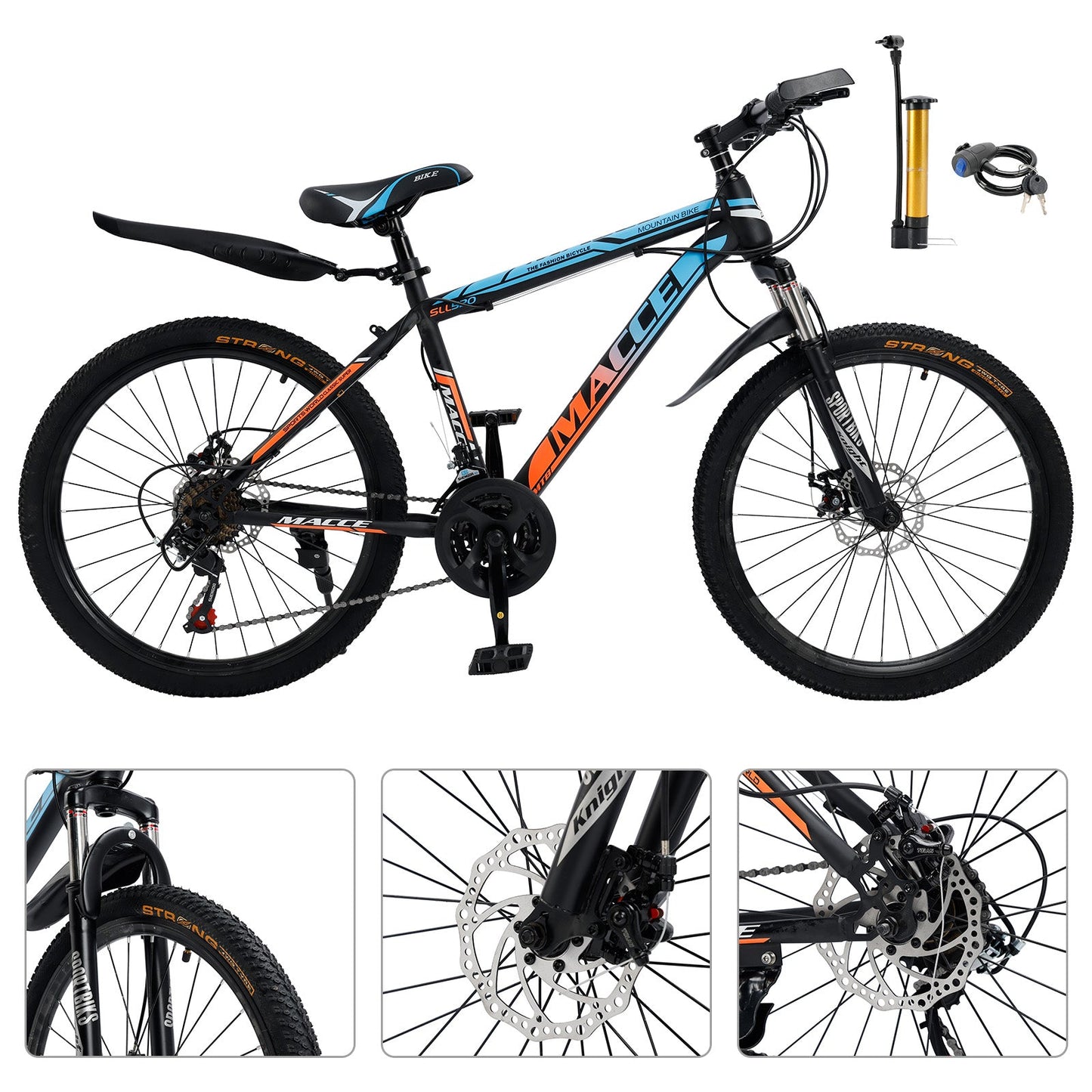 24 inch 24 Speed MTB Adult Mountain Bicycle w/ Fender