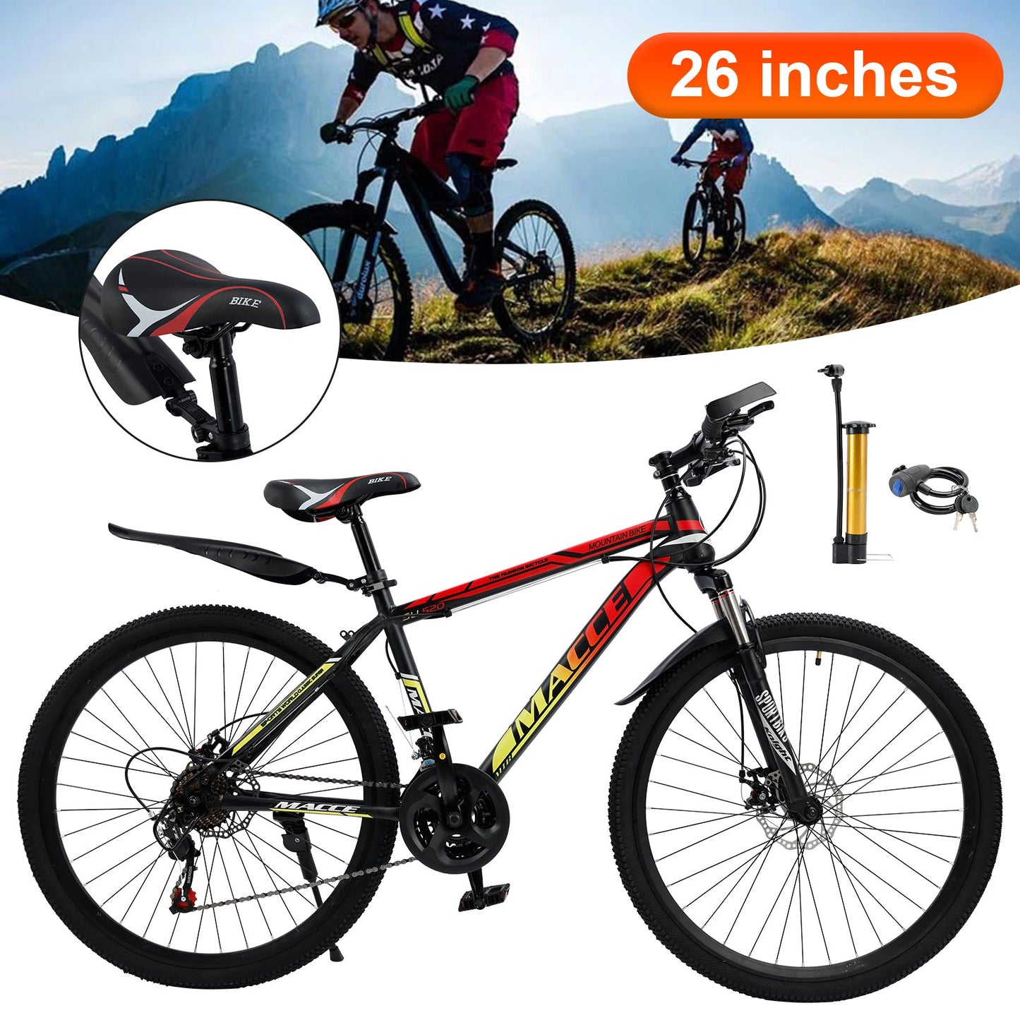26-Inch All-Terrain Mountain Bike with Smooth Suspension