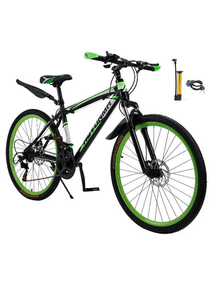 26 inch 24 Speed MTB w/ Disc Brake Mountain Bike Black+Green