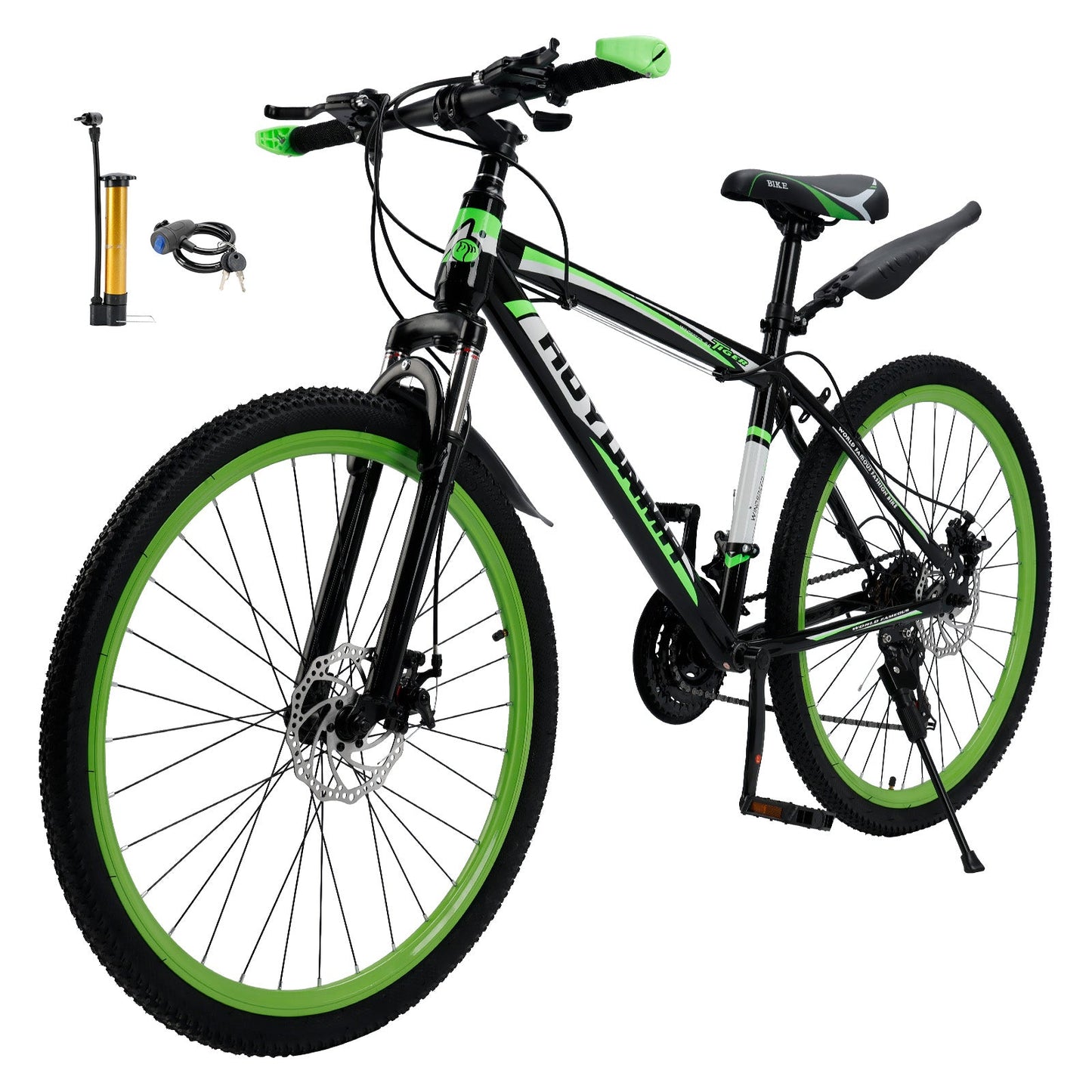 26 inch 24 Speed MTB w/ Disc Brake Mountain Bike Black+Green