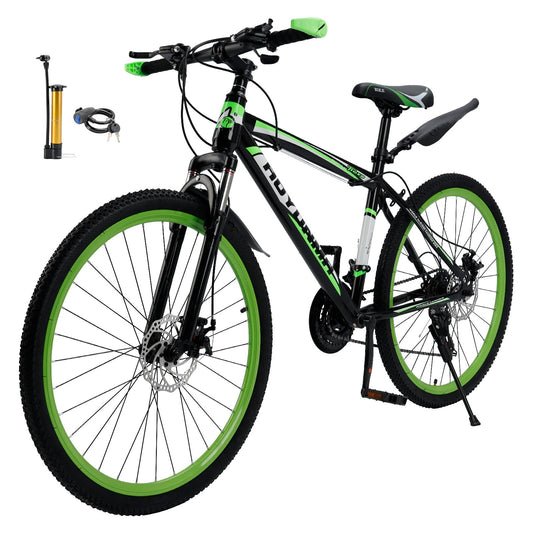 26 inch 24 Speed MTB w/ Disc Brake Mountain Bike Black+Green