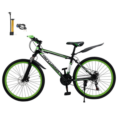 26 inch 24 Speed MTB w/ Disc Brake Mountain Bike Black+Green