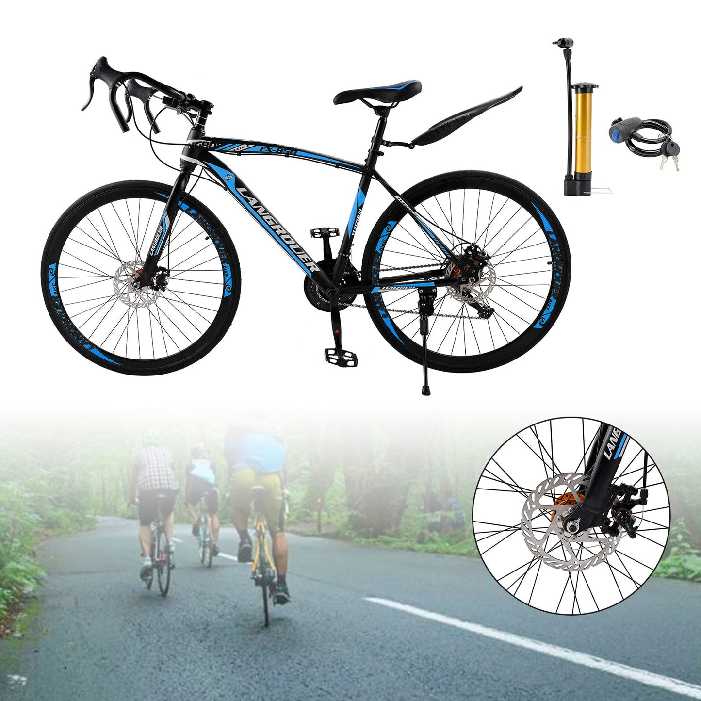 26 inch 27-Speed Road Bike with Disc Brakes & Advanced Suspension