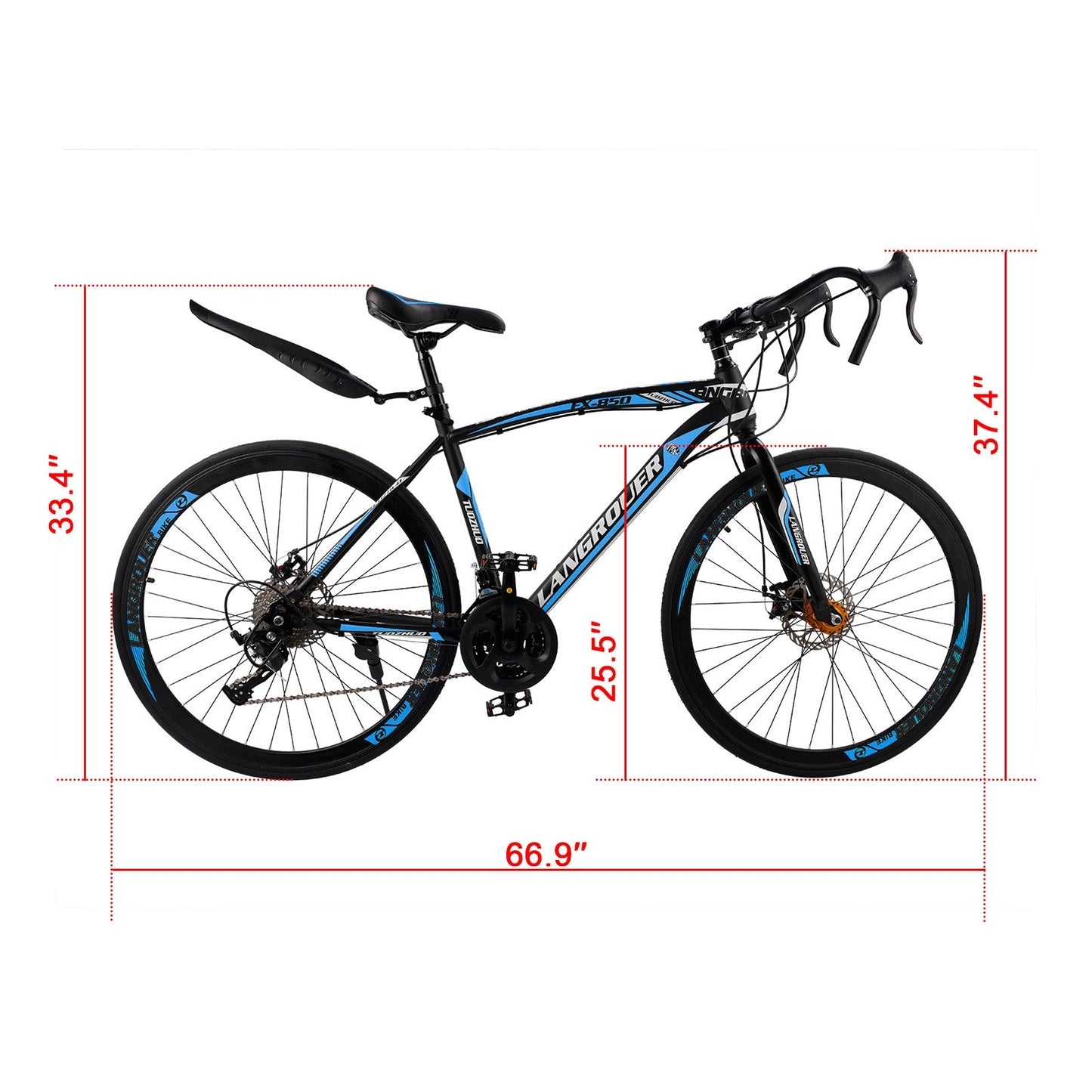 26 inch 27-Speed Road Bike with Disc Brakes & Advanced Suspension