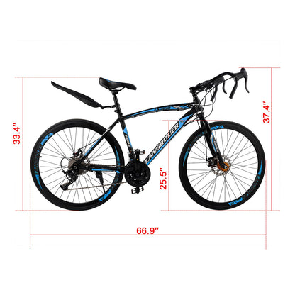 26 inch 27-Speed Road Bike with Disc Brakes & Advanced Suspension
